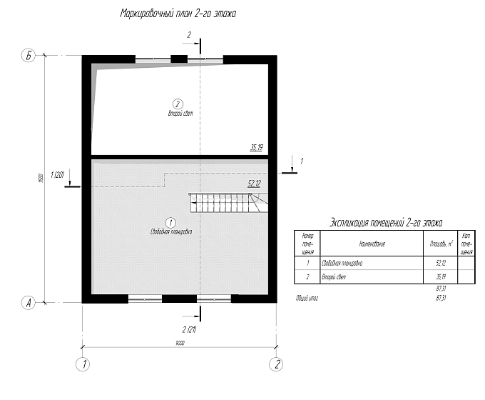 Двухэтажный дом «Очаг» 9х11